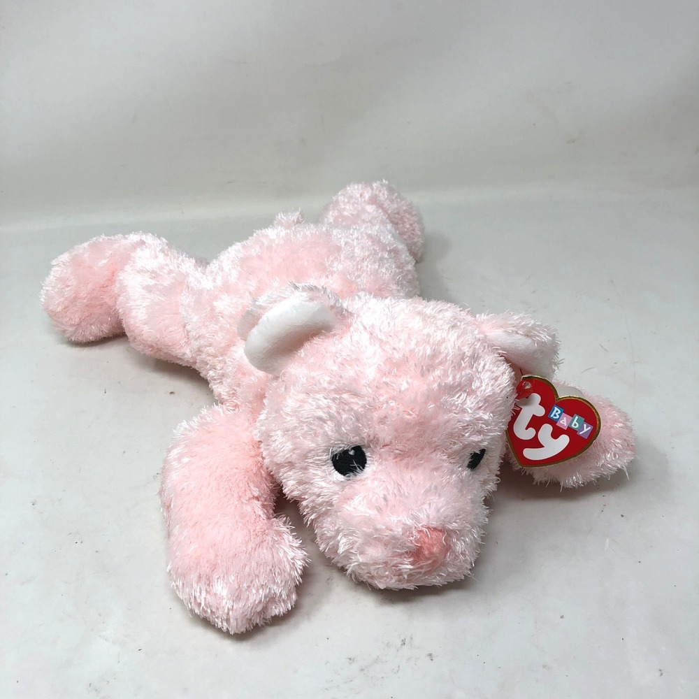Ty Baby Pillow Pals Cuddlecub Pink Plush Teddy Bear Laying Down Vintage 2001
